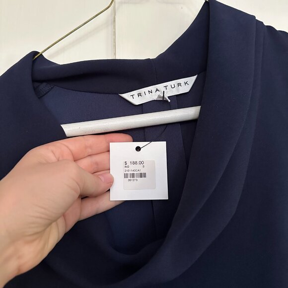 Trina Turk navy blue sleeveless blouse - Picture 2 of 3